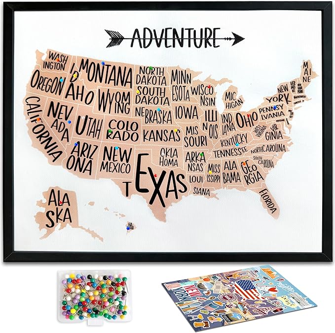 Our Adventures USA Push Pin Map