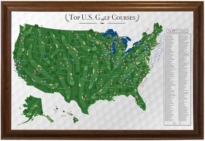 Top U.S. Golf Course Push Pin Map