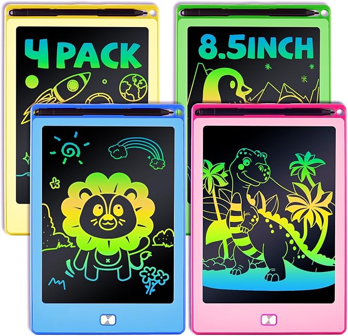 4 Pack LCD Writing Tablet for Kids, 8.5 Inch Colorful Toddler Doodle Board